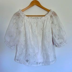 Sweet Rain Lace Shoulder Top